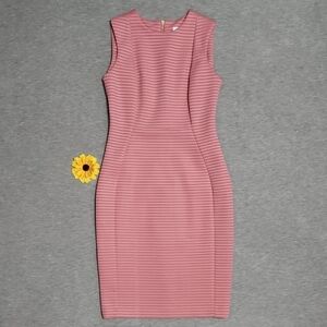 Y2K Calvin Klein Brand Pink Striped Bodycon Mini Midi Bandage Dress